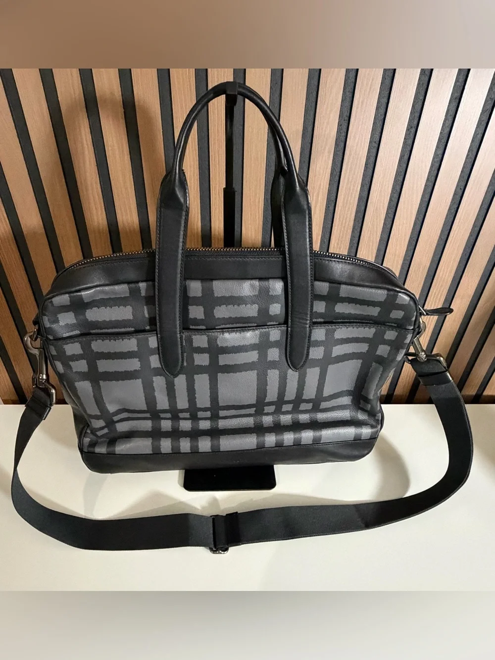 COACH Hamilton Black and Gray Men's Patterned Briefcase Tote STYLE #111687